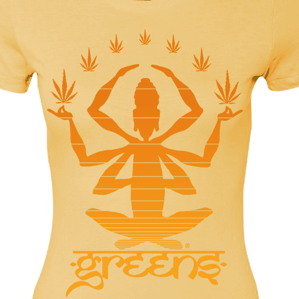 greensbrand girls meditate design banana cream t-shirt closeup