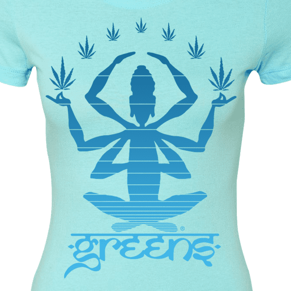 greensbrand girls meditate design cancun blue t-shirt closeup